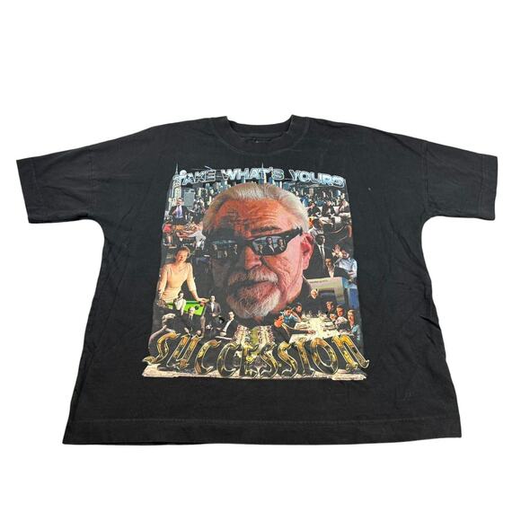 Greazy Tees Men's Large Black Succession TV Show T-Shirt Logan Roy - Picture 1 of 8